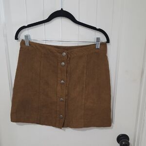 Junior Papaya Brown Button-Front Mini Skirt